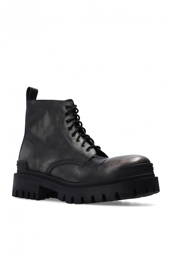 Black 'Strike' leather ankle boots Balenciaga